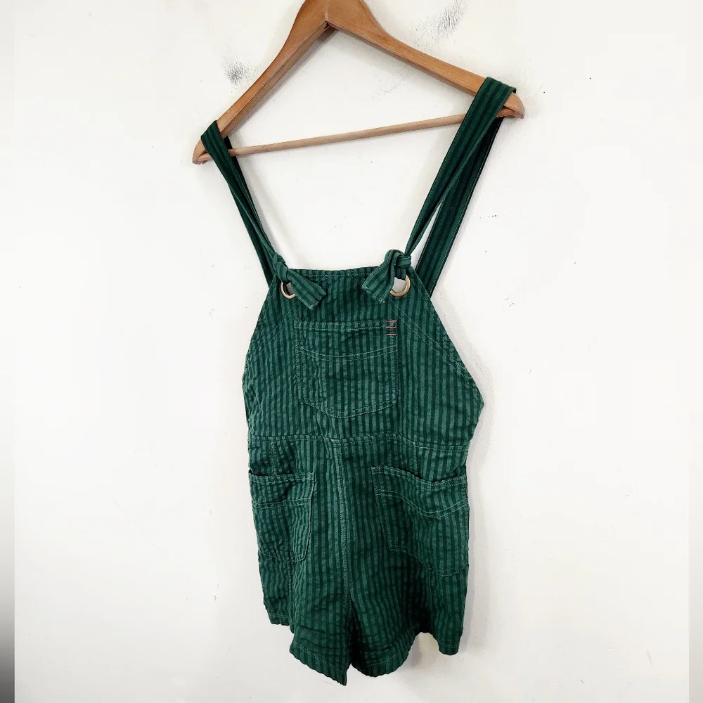 Urban Outfitters Dark Green Quilted Short Overalls
